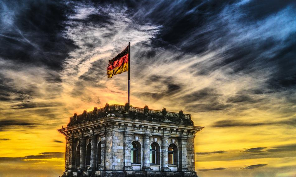 Bundestag turret with German flag